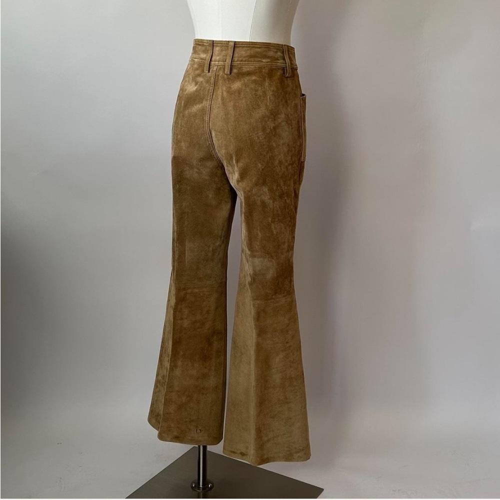 Vintage Spiegel Tan Suede Leather Pants, High-Waisted Wide Leg, Size 10. - Picture 2 of 8